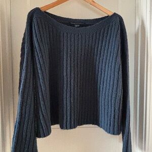 French Connection Women's Wool Blend Ribbed Boatneck Pullover Sweater, Size L